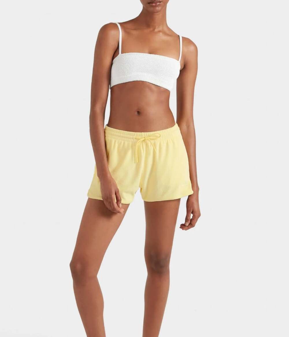 Hunza G Towelling Shorts in Butter Yellow Size Medium Terry Cloth Mini